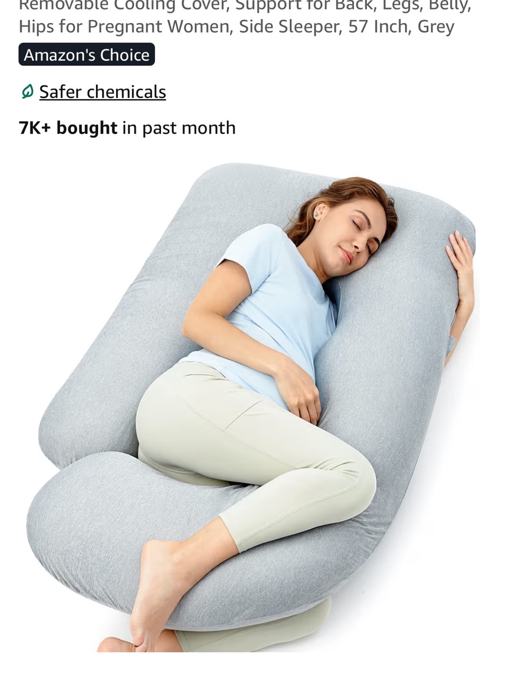 Momcozy cooling Full Body Pregnancy Support Pillow - Grey
